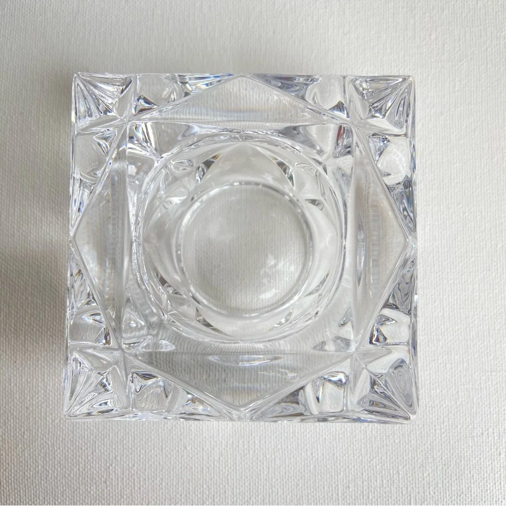 PartyLite Quad Prism lead crystal clear candle holder votive or tealight P0129